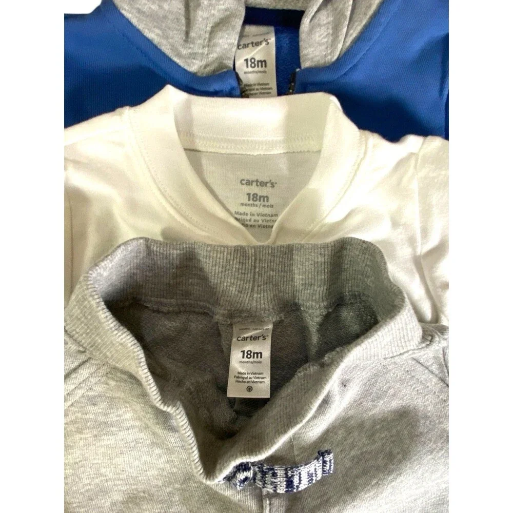 Carter’s Baby Boy 3 Pc Outfit Set 18M Hoodie Jacket Pants Bodysuit NWT